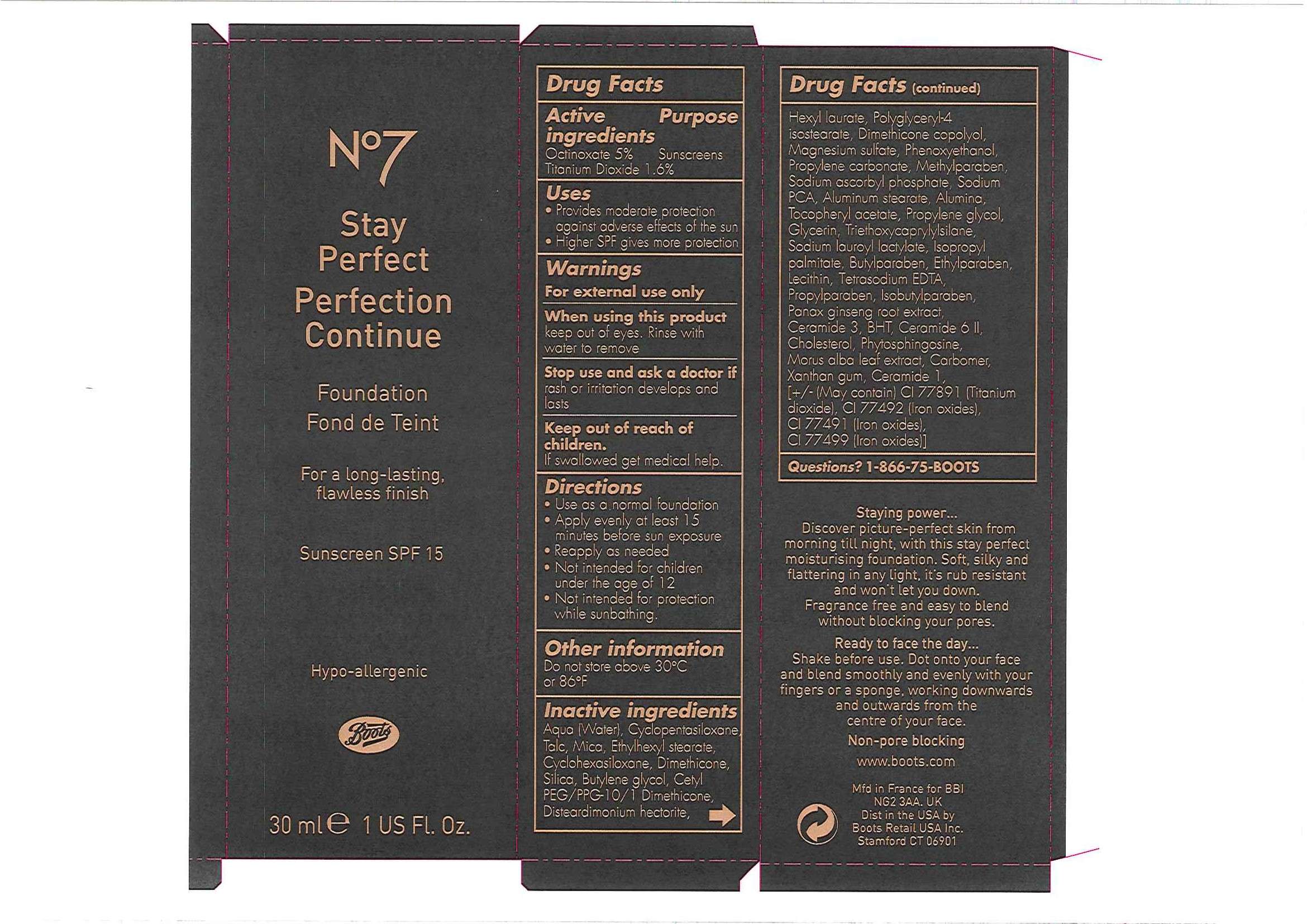 No7 Stay Perfect Foundation Sunscreen SPF 15 Vanilla